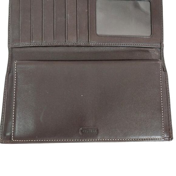 NWOT! COACH! STUNNING ESPRESSO BROWN GENUINE LEATHER, CONTRAST STITCHED WALLET! - Picture 7 of 14